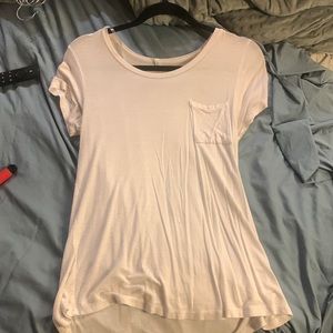 White tee, short sleeve, pocket
